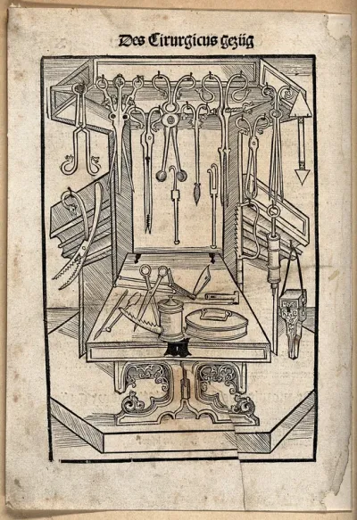 Surgical instruments in a cabinet