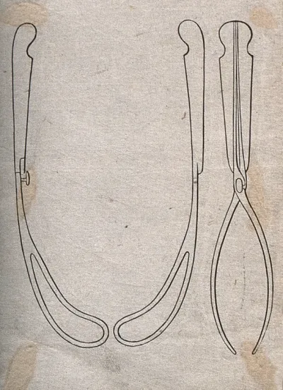 Surgical instruments: two figures, including one of forceps