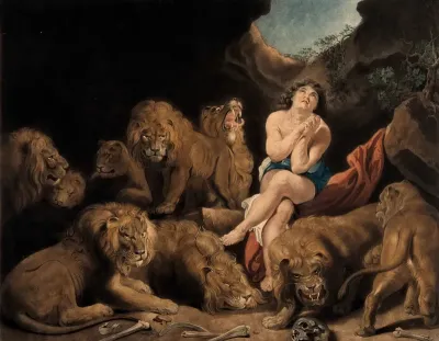 Surrounded by lions, Daniel prays for his life