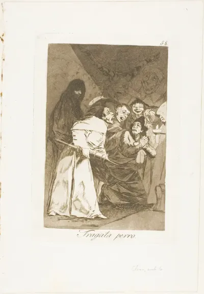 Swallow it, dog, plate 58 from Los Caprichos