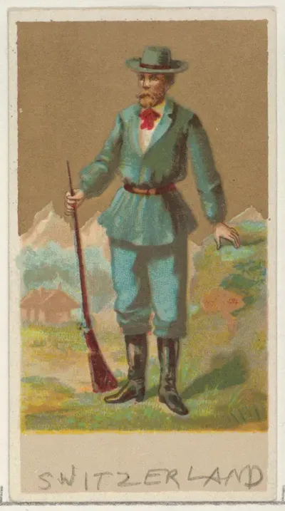 Switzerland, from the Natives in Costume series (N16), Teofani Issue, for Allen & Ginter Cigarettes Brands