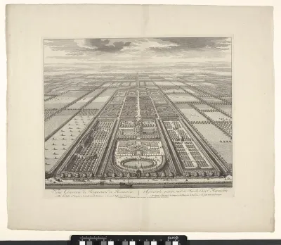"'t Generale gezigt, van de Heerlijkheyt Heemstede." Rechts onderaan: D. Stoopendaal fecit. Geheel onderaan het adres: 't Amsterdam bij I. Ottens Caartverkooper op de Nieuwendijk in de Wareld Caart