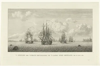 'T Springen der voorste kruid-kamer, van 's lands schip Rhynland. den 20e octr. 1783