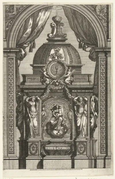 Tabernakel met schilderij van heilige Maagd en Christus