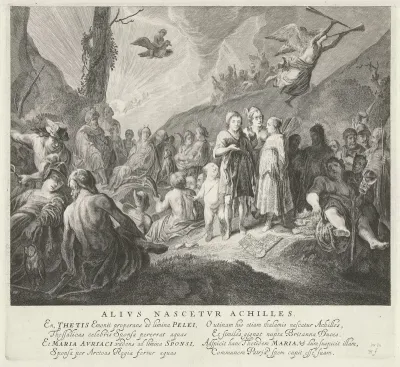 Tableau vivant met het huwelijk van Peleus en Thetis