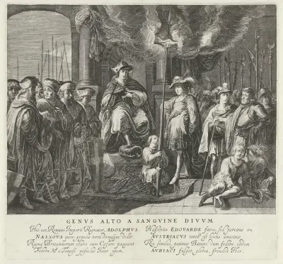 Tableau vivant met het verbond tussen koning Adolf van Nassau en de Engelse koning Eduard I in 1294