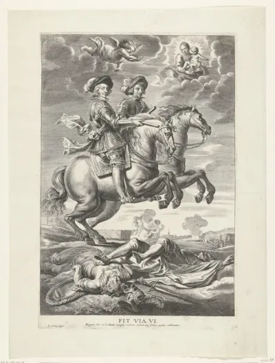 Tabula IV. Ferdinandi, Hungariae Rex & Cardinalis, tamquam victoriae virtutumque summa, equites exhibentur