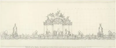 Tafelversiering bij de gouden bruiloft van burgermeester Gerrit Hooft, 1757