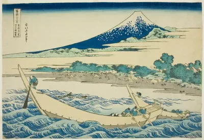 Tago Bay near Ejiri on the Tokaido (Tokaido Ejiri Tagonoura ryakuzu), from the series "Thirty-six Views of Mount Fuji (Fugaku sanjurokkei)"