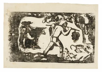 Tahitian Carrying Bananas, from the Suite of Late Wood-Block Prints