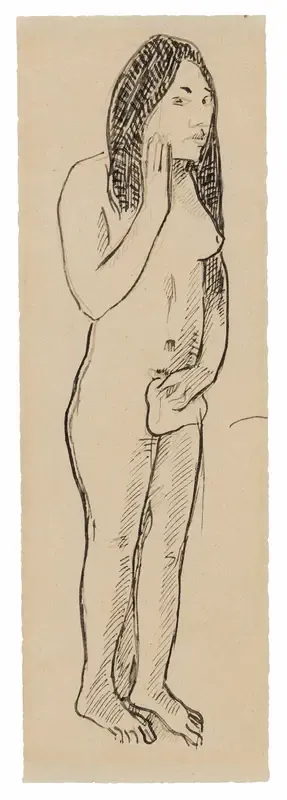 Tahitian Eve (related to the painting Parau ne te varua ino) (recto); Fragment of Inscription (related to Cahier pour Aline) (verso)