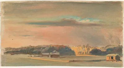 Talvimaisema auringonlaskussa