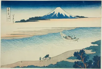 Tama River in Musashi Province (Bushu Tamagawa), from the series "Thirty-six Views of Mount Fuji (Fugaku sanjurokkei)"