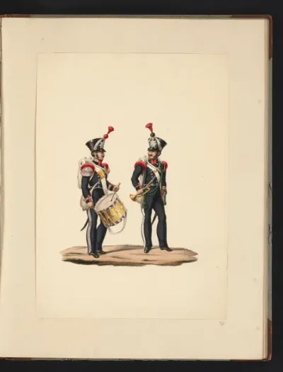 Tamboer en trompetter van de mobiele schutterij, 1830-1831