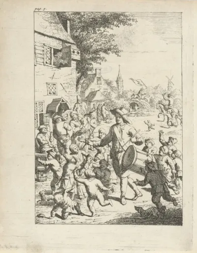 Tamboer op een boerenkermis