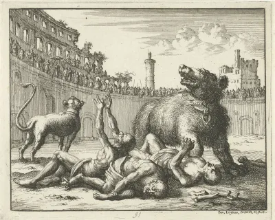 Taracus, Probus en Andronicus in de arena door een beer gespaard