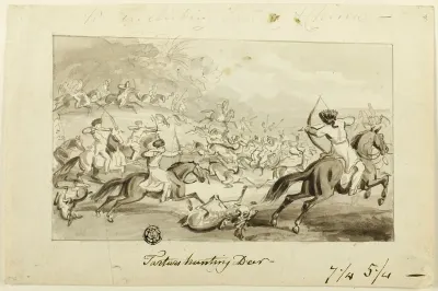 Tartars Hunting Deer (recto); Shell (verso)