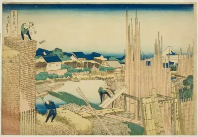 Tatekawa at Honjo (Honjo Tatekawa), from the series "Thirty-six Views of Mount Fuji (Fugaku sanjurokkei)"