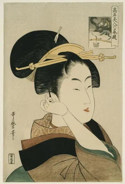 Tatsumi Roko, from the series “Renowned Beauties Likened to the Six Immortal Poets" ("Komei bijin rokkasen")