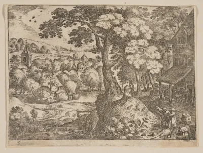 Tavern to Right of a Path, from Landscapes