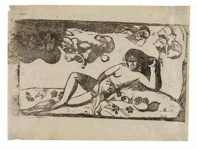 Te arii vahine—opoi (Woman with Mangos—Tired), from the Suite of Late Wood-Block Prints