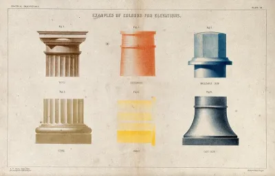 Technical drawing: conventions for colour-coding materials in architectural elevations