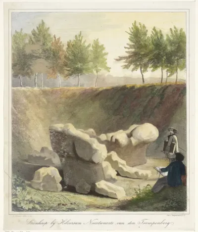 Tekenaars bij archeologische opgraving