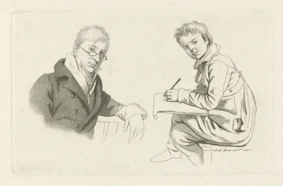 Tekenende jongen en het portret van François Joseph Pfeiffer