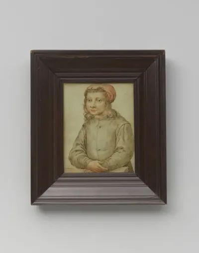 Tekening, portret van een onbekend jongetje in 16de-eeuws kostuum
