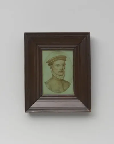 Tekening, portret van een onbekende man in laat-16de-eeuws kostuum