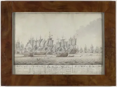 Tekening van de Slag bij Doggersbank, 5 augustus 1781