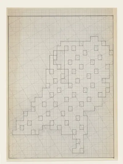 Tekening van Nederland op rasterpapier