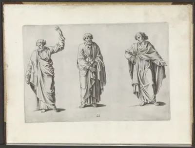 Tekenvoorbeeld van drie staande figuren