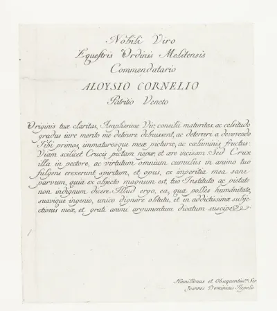 Tekst met opdracht aan Aloysio Cornelio