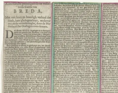 Tekstblad bij de kaart van het beleg van Breda (linkerhelft), 1637