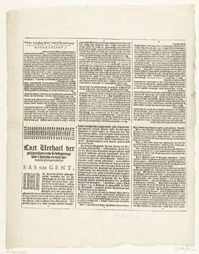 Tekstblad bij de kaart van het beleg van Sas-van-Gent, 1644