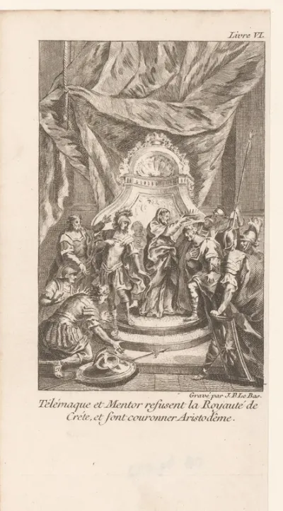 Telemachus en mentor weigeren het koningschap van Kreta