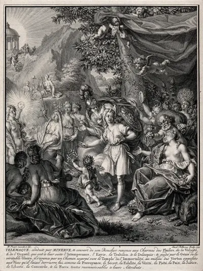 Telemachus. Etching by J. Folkema, 1733, after B. Picart