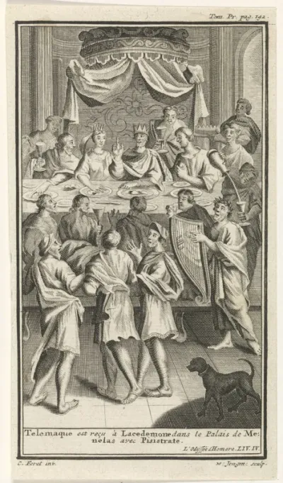 Telemachus in het paleis van Menelaos