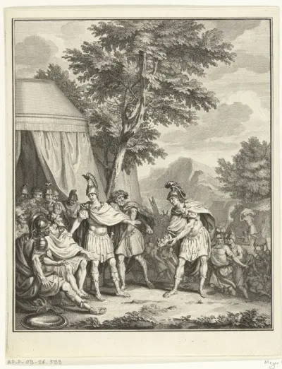 Telemachus toont het hoofd van Iphikles aan Adrastus
