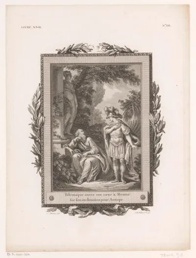 Telemachus vertelt Mentor over zijn liefde voor Antiope