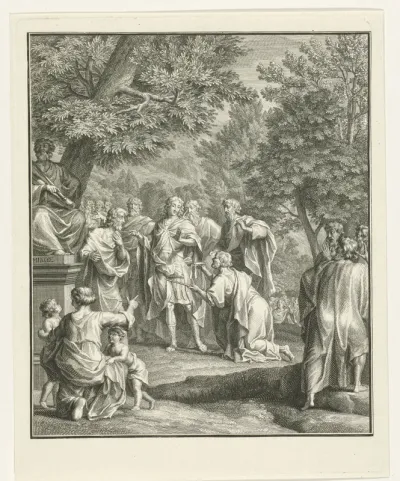 Telemachus weigert de kroon en scepter der Kretenzers