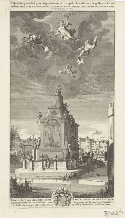 Tempel der Vrede voor het vuurwerk van 30 augustus 1721
