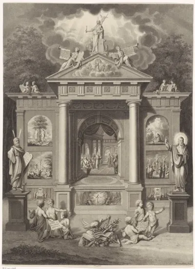 Tempel met scènes uit het Oude en Nieuwe Testament
