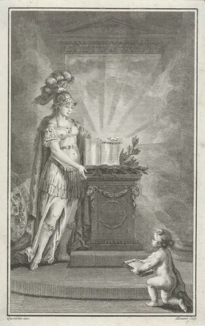 Tempelinterieur met Minerva
