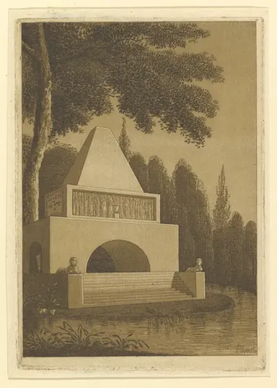Temple Monument in a Park on a Lake