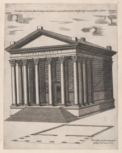 Temple of Antoninus and Faustina, from "Speculum Romanae Magnificentiae"