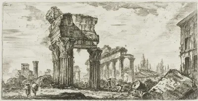Temple of Jupiter Tonans [Jupiter the Thunderer]. 1. Temple of Concord, plate 7 from Some Views of Triumphal Arches and other Monuments