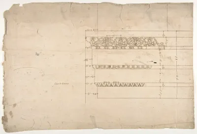 Temple of Minerva, elevation of architrave (recto) Temple of Minerva, column shaft (verso)