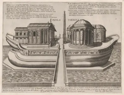 Temples on the Isle of Tiber, from "Speculum Romanae Magnificentiae"